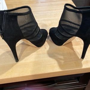 Suede bootie heels